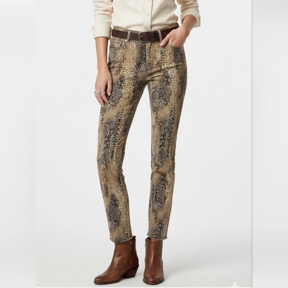 Lauren Ralph Lauren Brown Snakeskin Straight Leg Pants Tribal Western 32" Waist